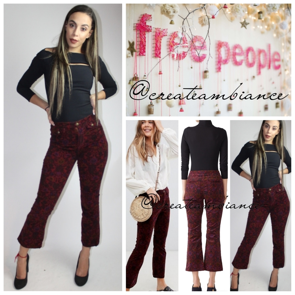 Free People High Rise Printed Crop Flare Pant